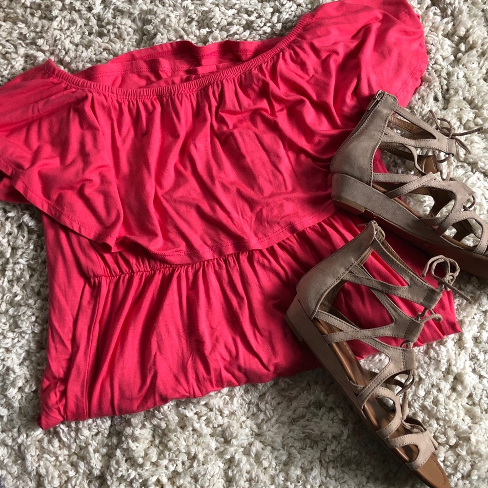 Hot pink long maternity dress